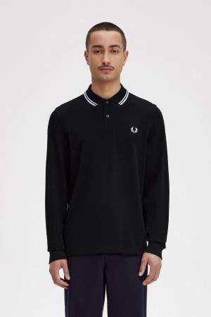 Fred Perry Rave Graphic Long Sleeve Men's Shirt Black | PJIMT8027