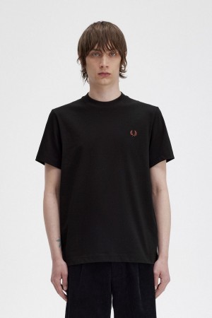 Fred Perry Rave Graphic Men's T-Shirt Black | UKLOP7869