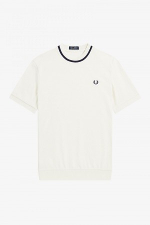 Fred Perry Reissues Crew Neck Piqué Men's T-Shirt Beige | VNFIE0149