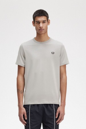 Fred Perry Ringer Men's T-Shirt Grey | KBJIL5329