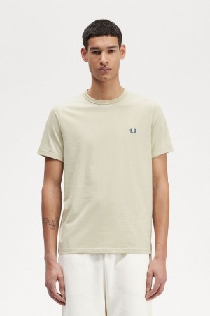 Fred Perry Ringer Men's T-Shirt Light Mint | WIOCS1530