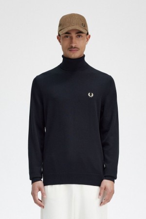 Fred Perry Roll Neck Men's Jumper Black | CQIMT0132