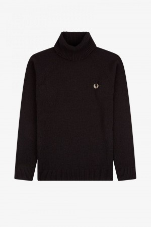 Fred Perry Roll Neck Men's Jumper Black | SDPNB7649