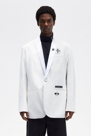 Fred Perry Shawl Collar Blazer Men's Jackets White | PNQGS1403