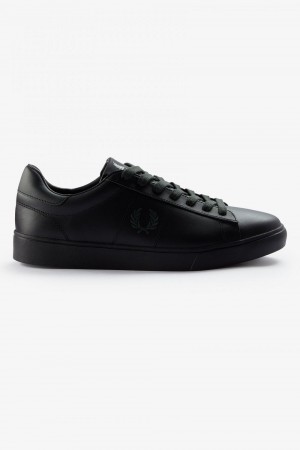 Fred Perry Spencer Men's Tennis Shoes Black Night Green | VQTPY8024