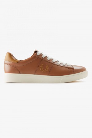 Fred Perry Spencer Men's Tennis Shoes Dark Tan Dark Coffee | HMDLV7023