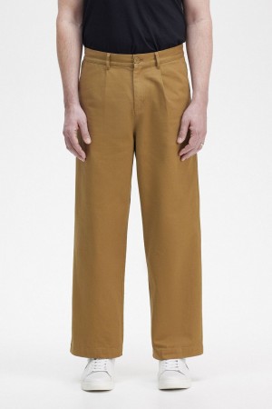 Fred Perry Straight Leg Men's Pants Brown | ROYJL1897