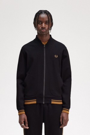 Fred Perry Tipped Detail Men's Track Jackets Black | NEFZJ5238