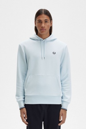 Fred Perry Tipped Hooded Men's Sweatshirts Light Aqua | SXKBP4163