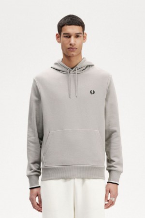 Fred Perry Tipped Hooded Men's Sweatshirts Grey | SDYNO8724