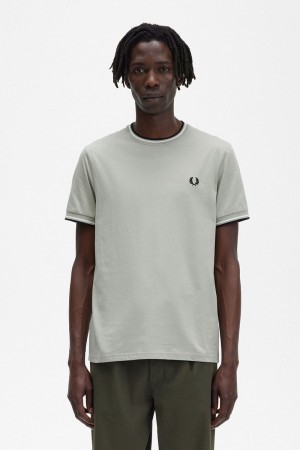 Fred Perry Twin Tipped Men's T-Shirt Mint | SKDMG0785