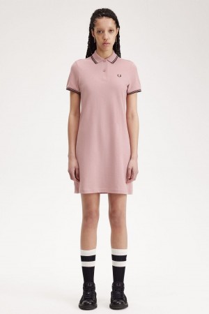 Fred Perry Twin Tipped Shirt Women's Dress Dusty Rose Pink | OMJGP3510