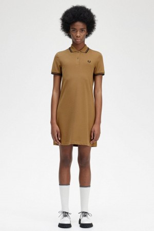 Fred Perry Twin Tipped Shirt Women's Dress Brown | APYRB7516