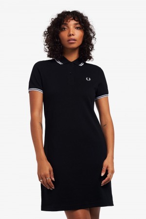 Fred Perry Twin Tipped Women's Dress Black | PLJGH9426