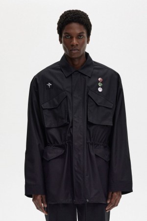 Fred Perry Utility Men's Jackets Black | PQCZR4923