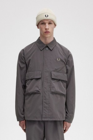 Fred Perry Utility Men's Shirt Gunmetal | OBTHZ0293