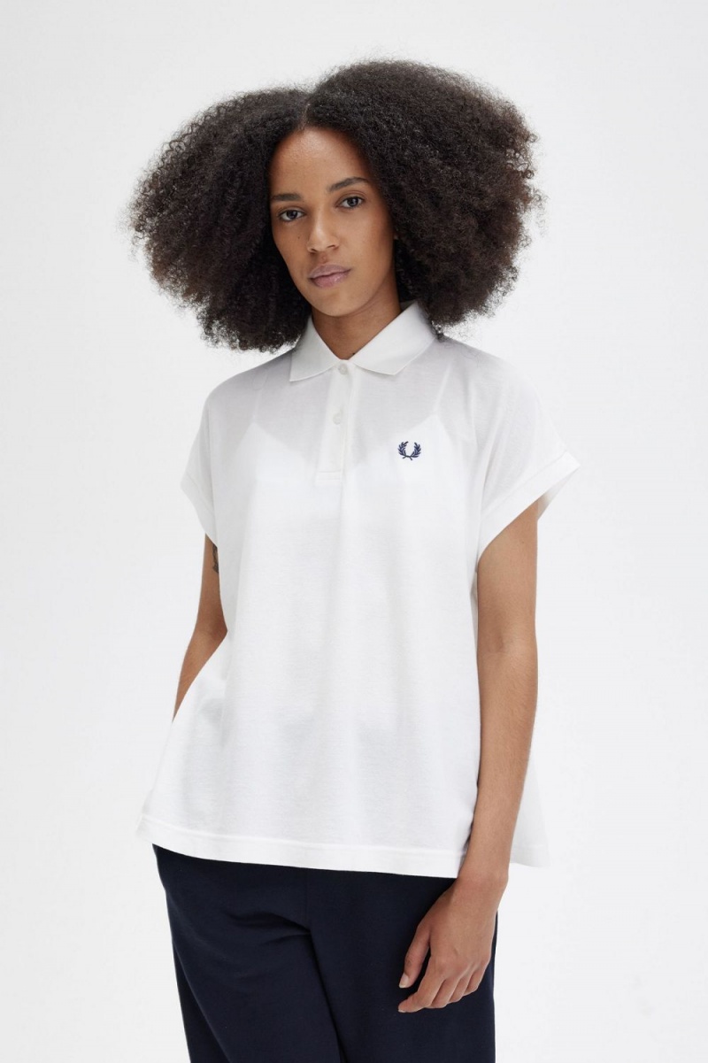 Fred Perry A-Line Piqué Women's Polo Shirt Snow White | JWBFG8506