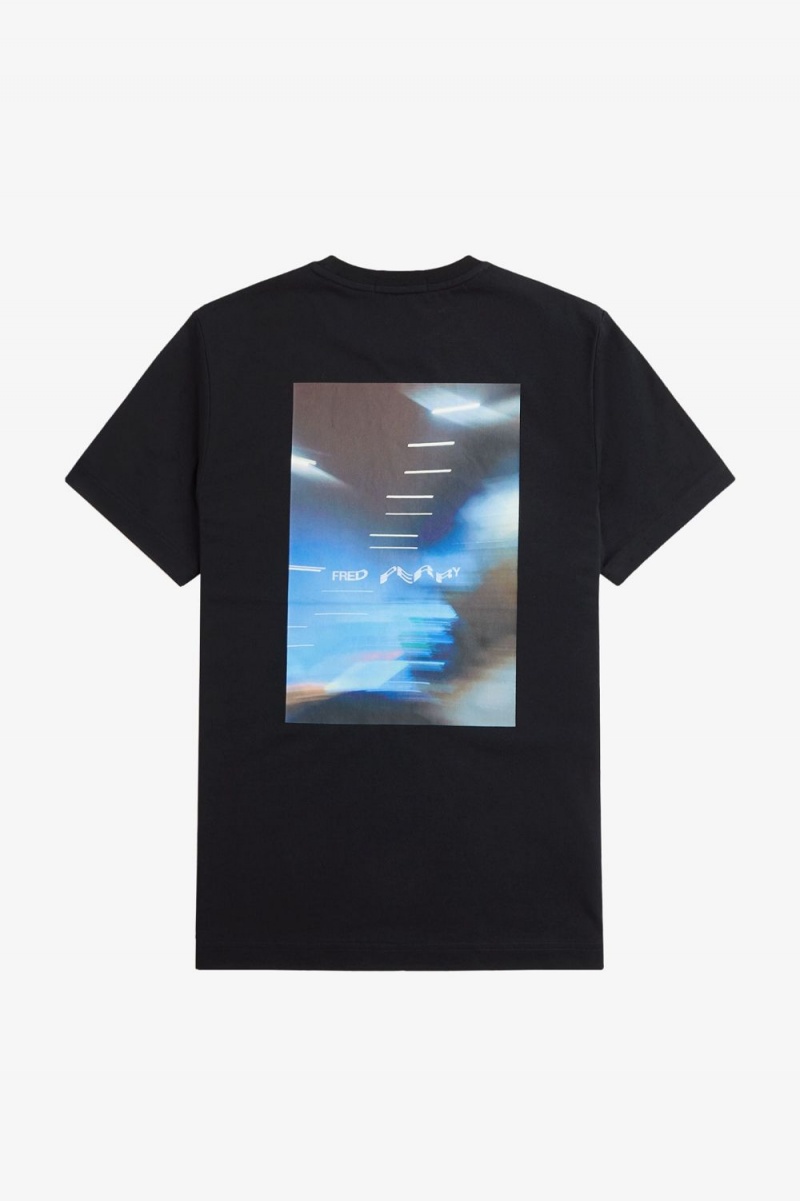 Fred Perry Abstract Graphic Men's T-Shirt Black White | RDCLF6170