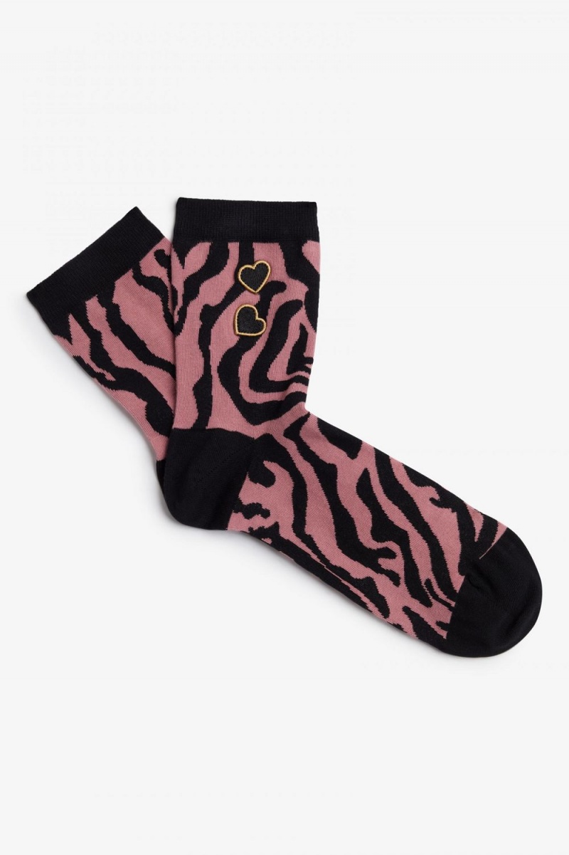 Fred Perry Amy Print Women\'s Socks Dusty Rose Pink | WDNGI9451