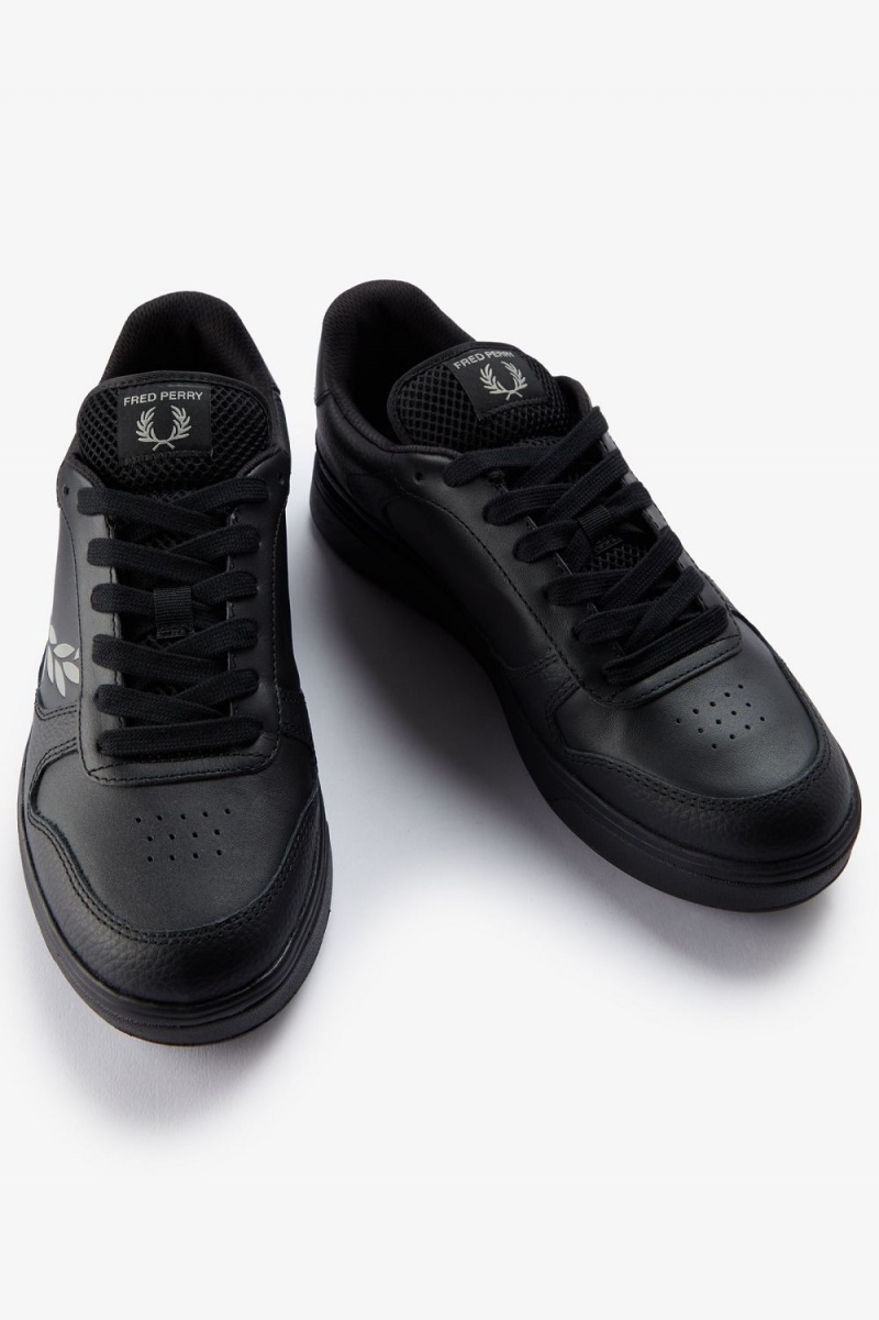 Fred Perry B300 Men's Trainers Black Grey | WORHE3159