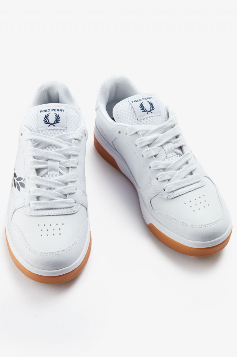 Fred Perry B300 Men's Trainers White Navy | RBOPX5387