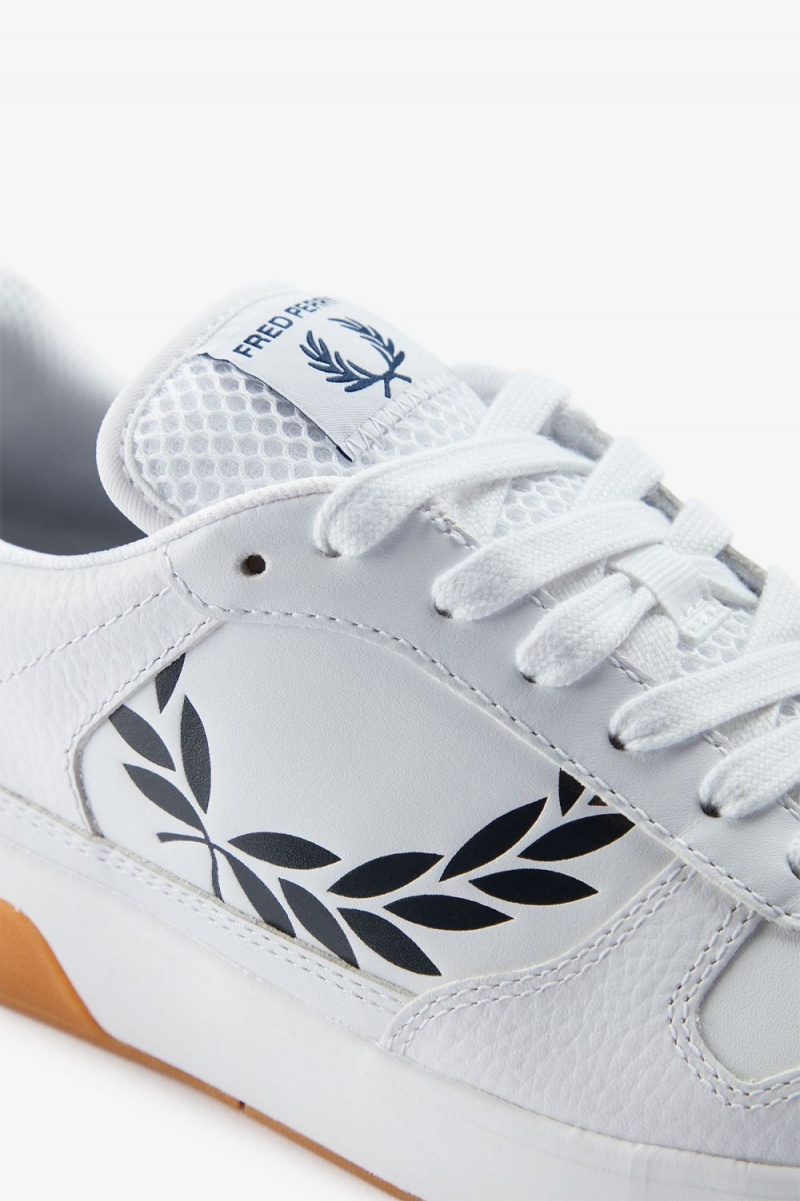 Fred Perry B300 Men's Trainers White Navy | RBOPX5387