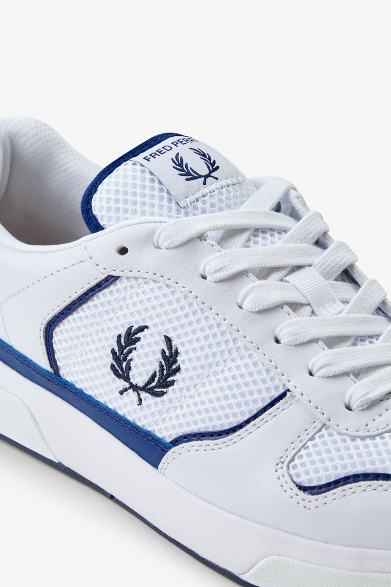 Fred Perry B300 Men's Trainers White Navy | LJVZO0426