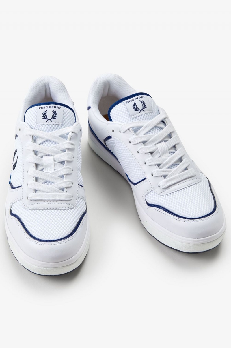 Fred Perry B300 Men's Trainers White Navy | LJVZO0426