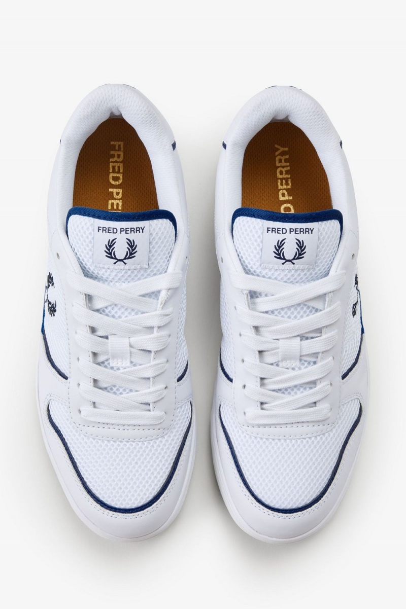 Fred Perry B300 Men's Trainers White Navy | LJVZO0426