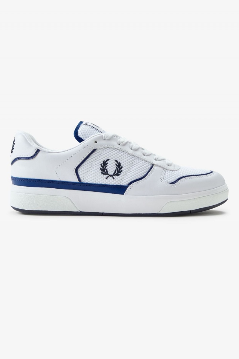 Fred Perry B300 Men\'s Trainers White Navy | LJVZO0426