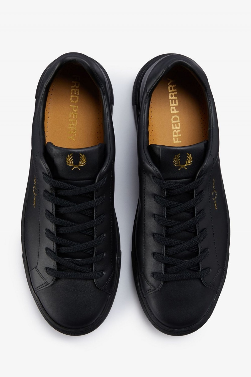 Fred Perry B71 Men's Tennis Shoes Black Gold | LHFZC8514