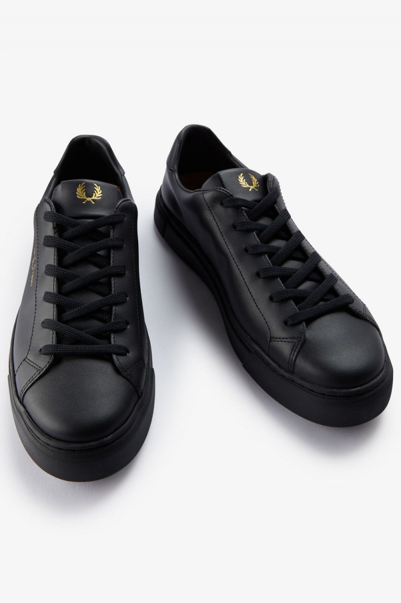 Fred Perry B71 Men's Tennis Shoes Black Gold | LHFZC8514