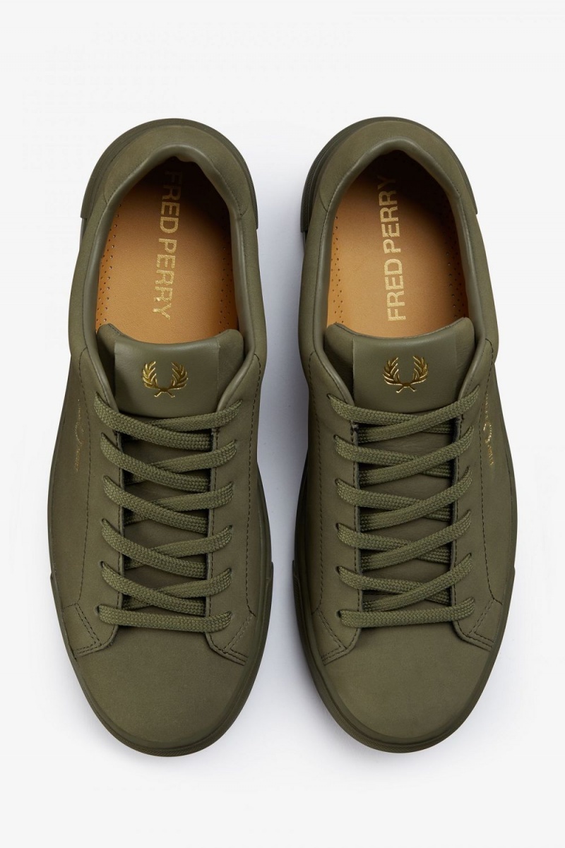 Fred Perry B71 Men's Tennis Shoes Uniform Green Gold | XLBGM7940