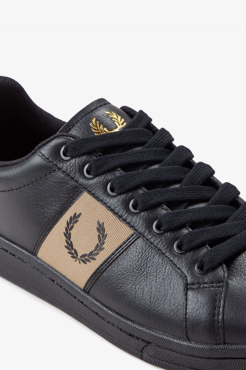 Fred Perry B721 Men's Tennis Shoes Black Green | EMPNR2314