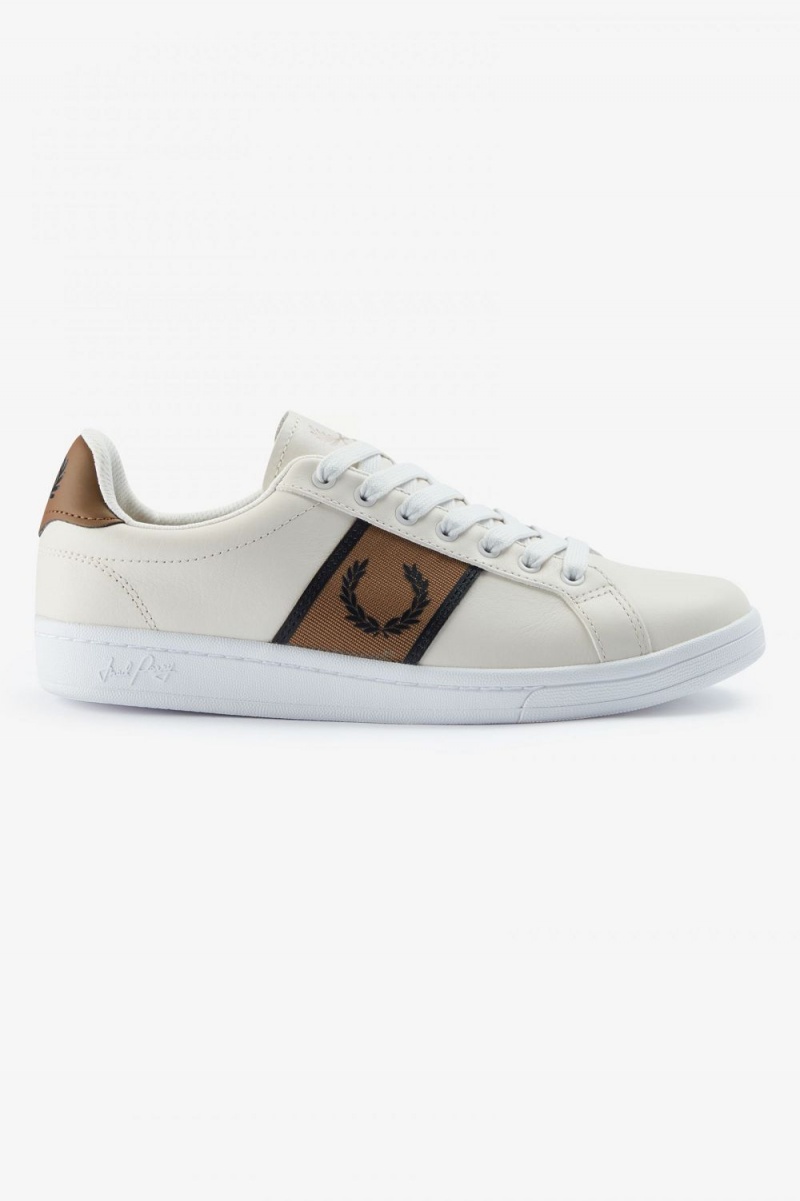 Fred Perry B721 Men\'s Tennis Shoes Ivory Black | THXSL1576