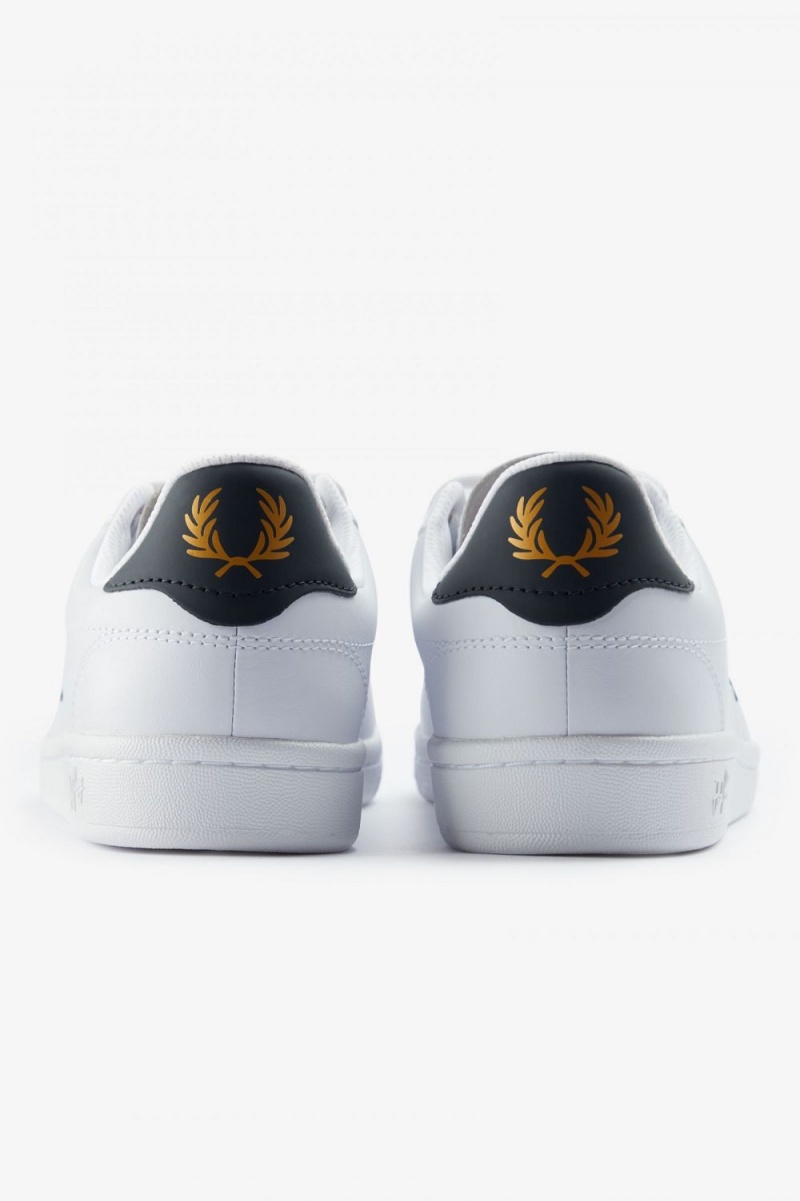 Fred Perry B721 Men's Tennis Shoes White Navy | UIGNA3165