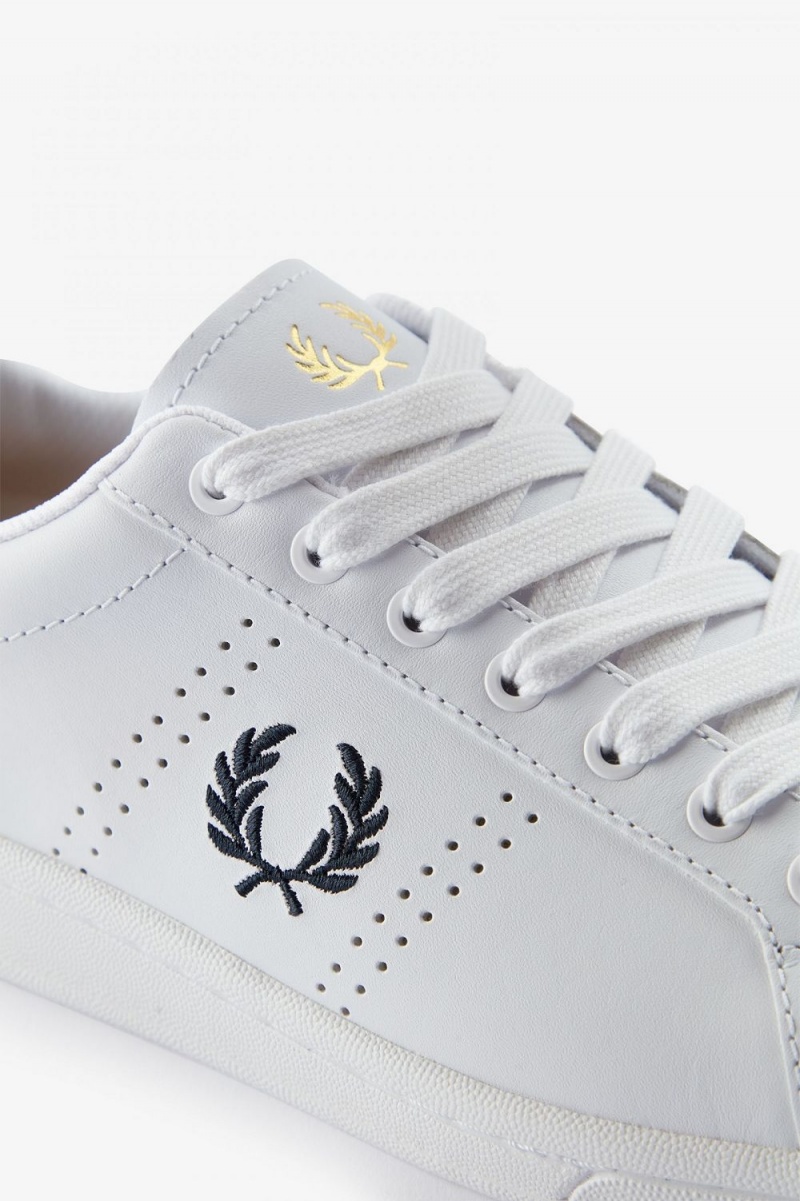 Fred Perry B721 Men's Tennis Shoes White Navy | UIGNA3165