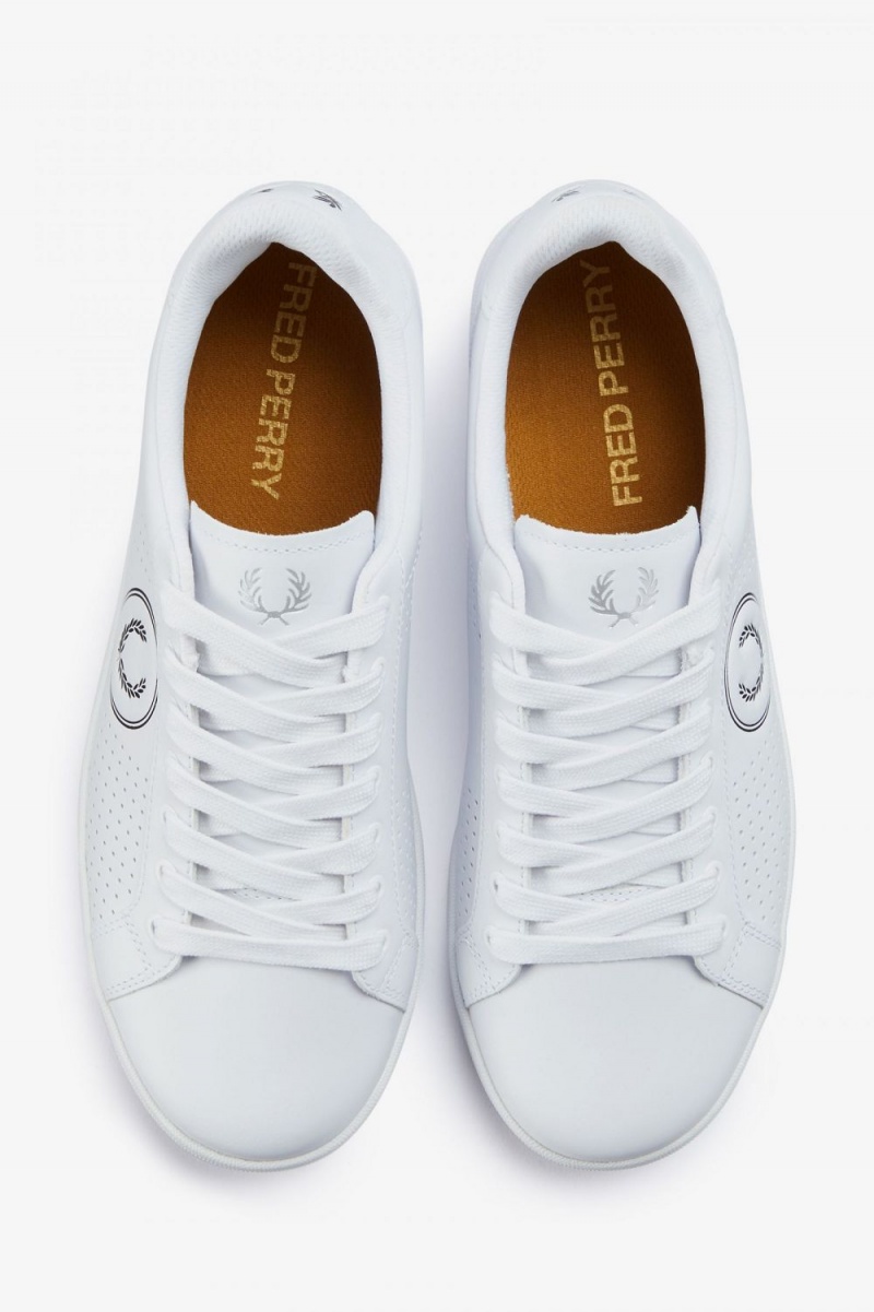 Fred Perry B721 Men's Tennis Shoes White Black | VDGPU3294