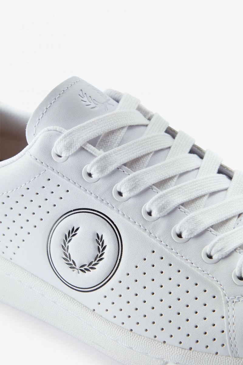 Fred Perry B721 Men's Tennis Shoes White Black | VDGPU3294