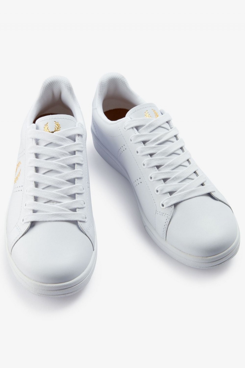 Fred Perry B721 Men's Tennis Shoes White Metallic Gold | JNUMI7358