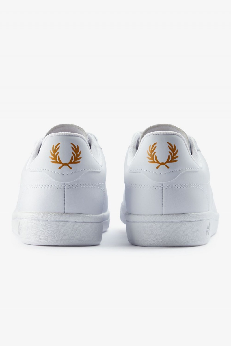 Fred Perry B721 Men's Tennis Shoes White Metallic Gold | JNUMI7358