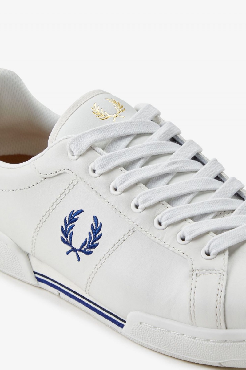 Fred Perry B722 Men's Tennis Shoes Ivory Shaded Cobalt | VUAEC6208