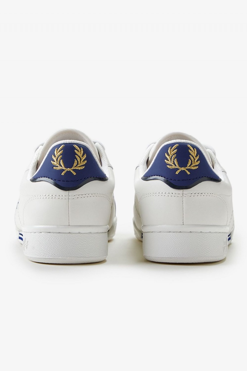 Fred Perry B722 Men's Tennis Shoes Ivory Shaded Cobalt | VUAEC6208