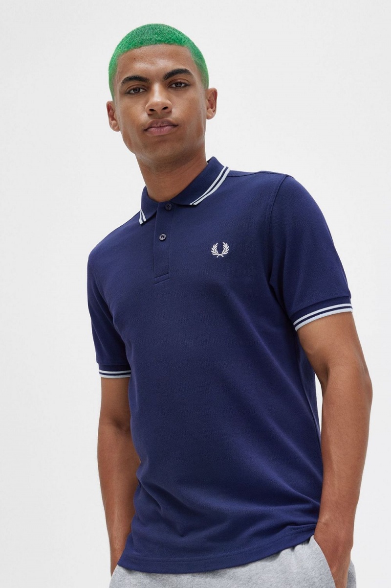 Fred Perry Back Graphic Men's Polo Shirt French Navy | DSALT5140