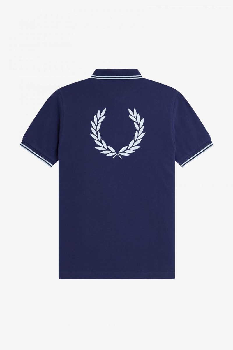 Fred Perry Back Graphic Men's Polo Shirt French Navy | DSALT5140