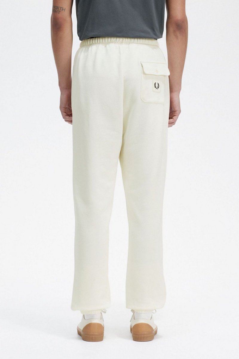 Fred Perry Badge Detail Track Men's Pants Beige | GHMOP2431