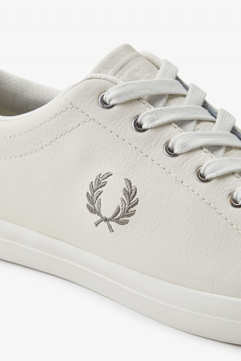 Fred Perry Baseline Men's Tennis Shoes Ivory Warm Grey | AQZTX3725