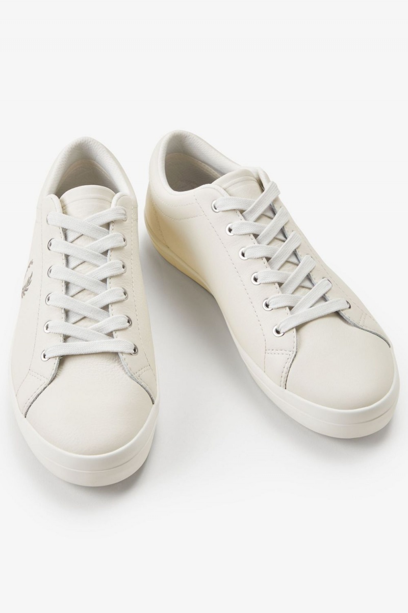 Fred Perry Baseline Men's Tennis Shoes Ivory Warm Grey | AQZTX3725