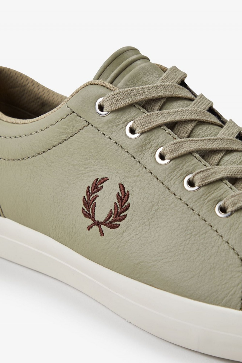 Fred Perry Baseline Men's Tennis Shoes Warm Grey Dark Red | CRWBE2974