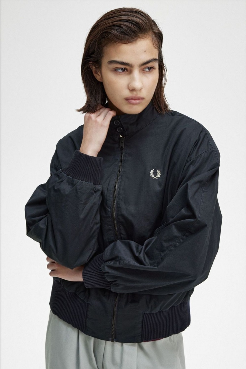 Fred Perry Batwing Zip-Through Women's Jackets Navy | NVRAD7041